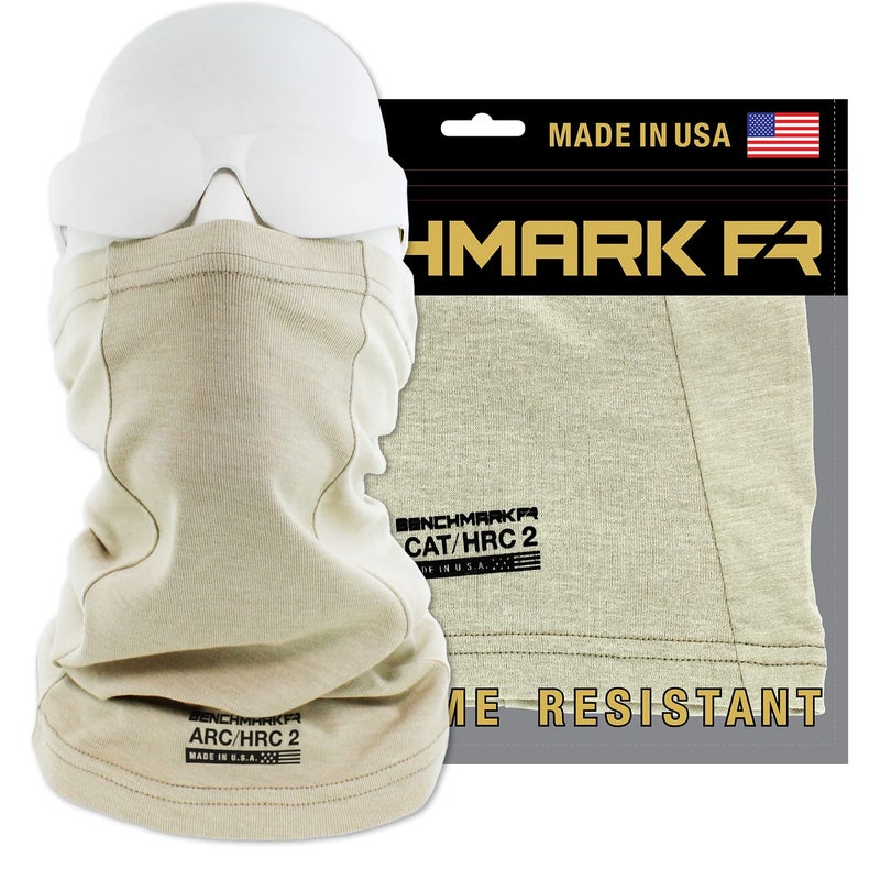 BENCHMARK FR Flame Resistant Face Mask Neck Gaiter - CAT2 (Plain, Beige) - Image 4