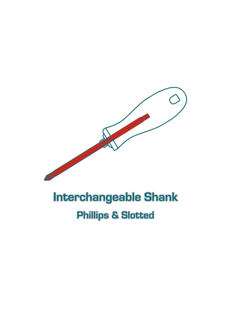 TOTAL - TOTAL 2 In 1 screwdriver set | Reversible Shank with SL6 (Slotted/Flathead) & PH2 (Phillips) - Image 1
