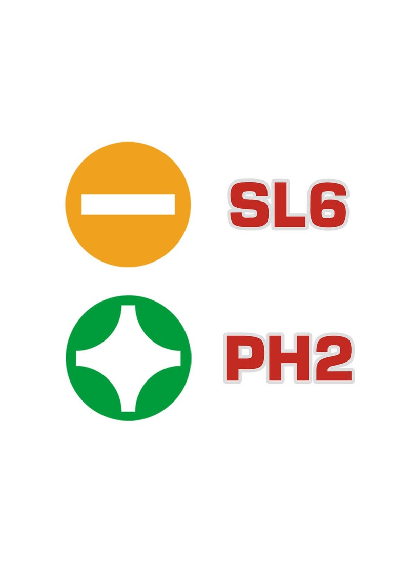TOTAL - TOTAL 2 In 1 screwdriver set | Reversible Shank with SL6 (Slotted/Flathead) & PH2 (Phillips) - Image 1