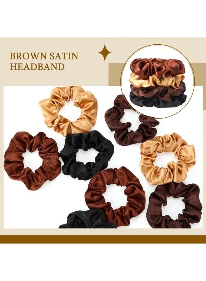 12 قطع من ربطات الشعر الحريرية من الساتان للشعر، ربطات شعر كبيرة من الساتان لتثبيت ذيل الحصان لا تؤذي شعرك - Image 2