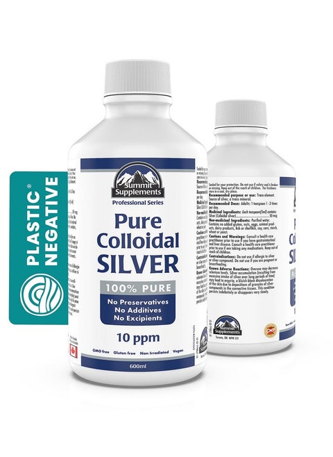 Colloidal Silver 10ppm 600ml - Colloidal Silver Liquid Minerals Trace Minerals - Colloidal Copper Supplements - Silver Colloidal Minerals Liquid - Formulated & Made in Canada