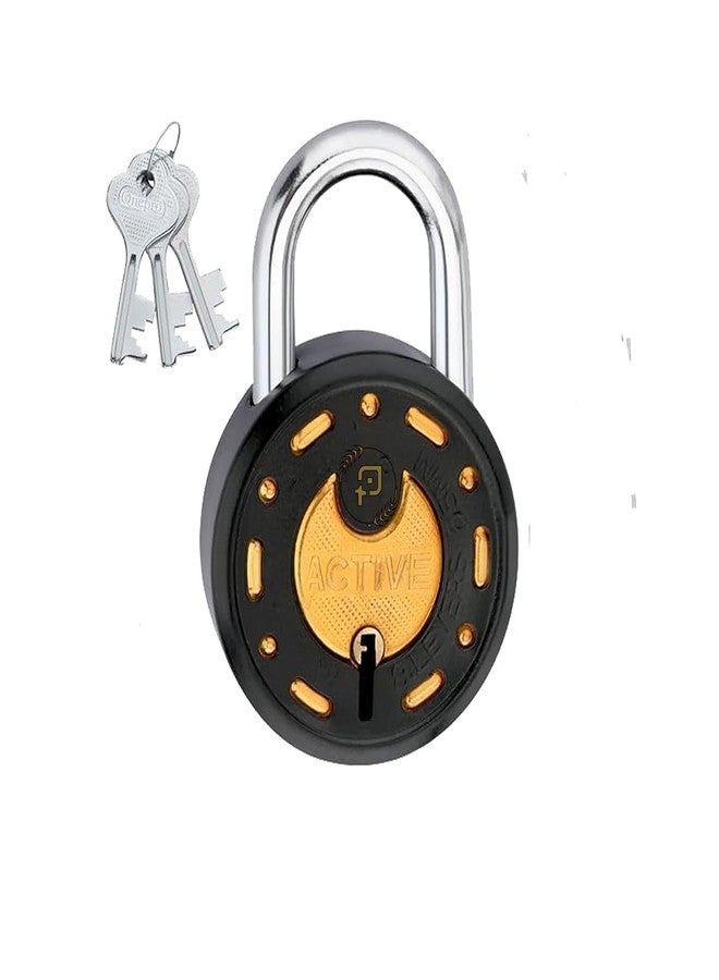 Onepro Lock 3Keys Black Gold 50 MM 7 Levers | Lock and Keys for Home Door Shutter Shop Main Gate Combo (OP F1, BlackG) - Image 1