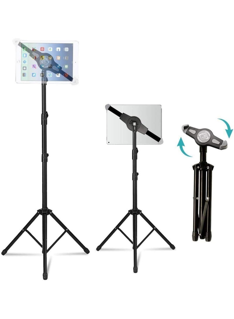 IPad and Mobile Phone Tripod Stand,Height Adjustable 20 to 60 Inch with 360 Degree Rotating Tablet Holder for iPad Air,iPad Pro and More 9.5 to 14.5 Inch Tablets, Coming with Carrying Bag - Image 1