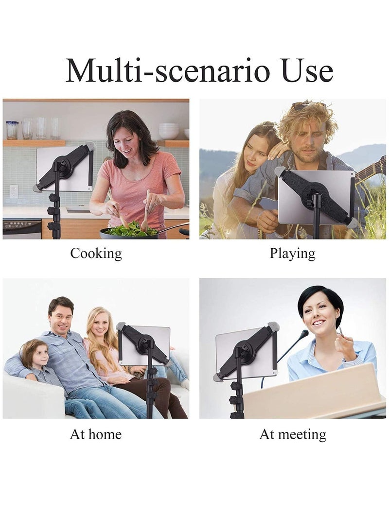 IPad and Mobile Phone Tripod Stand,Height Adjustable 20 to 60 Inch with 360 Degree Rotating Tablet Holder for iPad Air,iPad Pro and More 9.5 to 14.5 Inch Tablets, Coming with Carrying Bag - Image 2