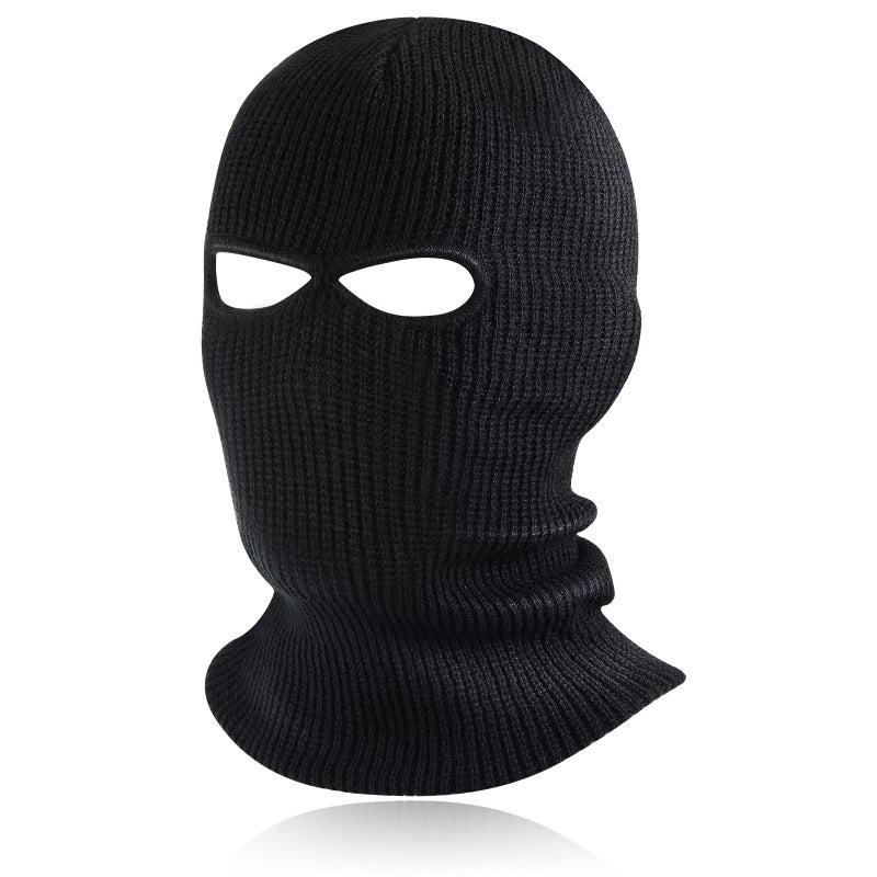 BBTO Ski Mask Balaclava Full Face Cover 2 Hole Winter Knitted Balaclava for Outdoor Sports (Black, Classic Style) - Image 1
