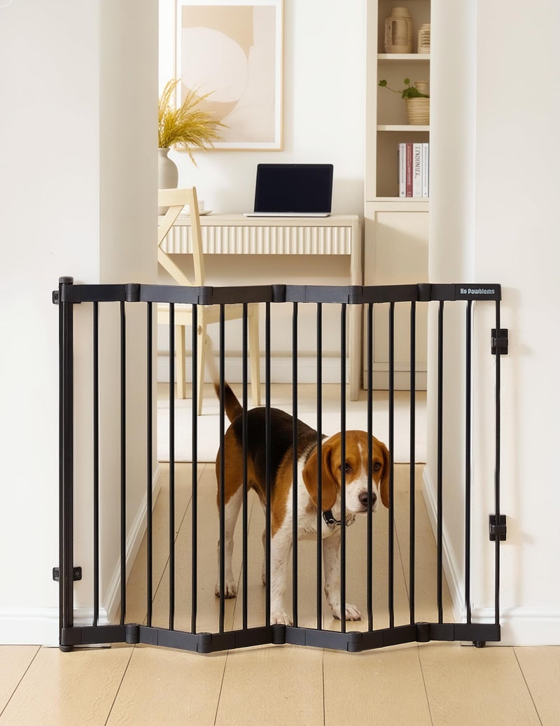 No Pawblems Retractable Safty Gate, Metal Adjustable Dog Gate for Doorways, Stairs & Hallways, Expands to 38" Wide, Auto Retract Design, No Bottom Bar, Black - Image 1