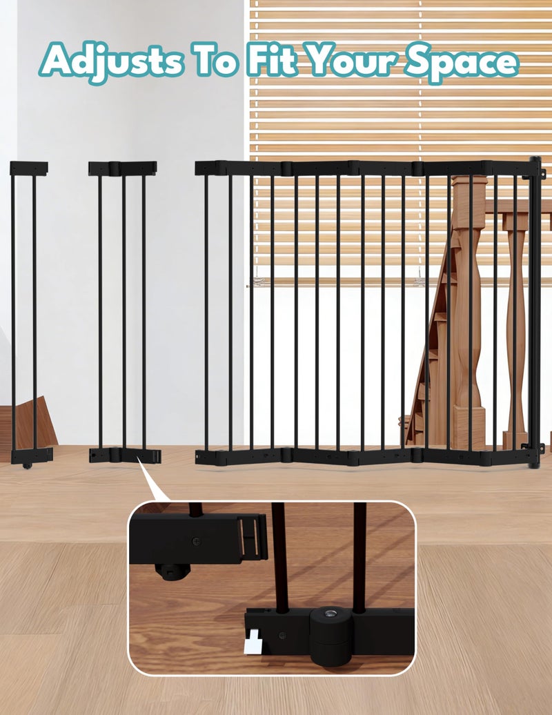 No Pawblems Retractable Safty Gate, Metal Adjustable Dog Gate for Doorways, Stairs & Hallways, Expands to 38" Wide, Auto Retract Design, No Bottom Bar, Black - Image 4