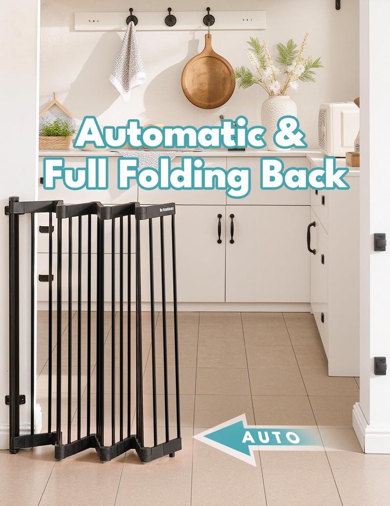 No Pawblems Retractable Safty Gate, Metal Adjustable Dog Gate for Doorways, Stairs & Hallways, Expands to 38" Wide, Auto Retract Design, No Bottom Bar, Black - Image 5