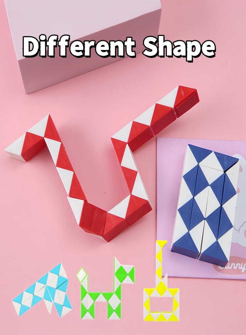 24 Segments Magic Snake Cube Red White Twist Puzzle, Kids Educational STEM Fidget Toy for Brain Training, Parent-Child Interactive Stress Relief Game Gift - Image 4