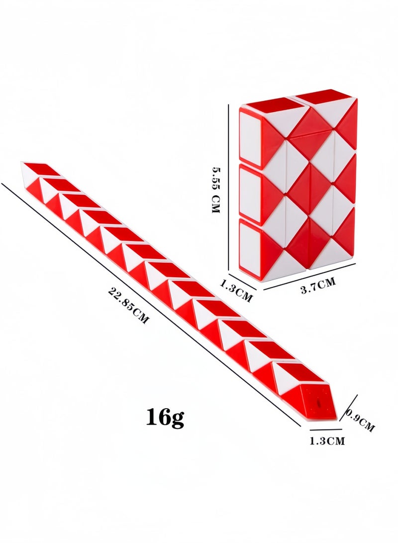 24 Segments Magic Snake Cube Red White Twist Puzzle, Kids Educational STEM Fidget Toy for Brain Training, Parent-Child Interactive Stress Relief Game Gift - Image 2