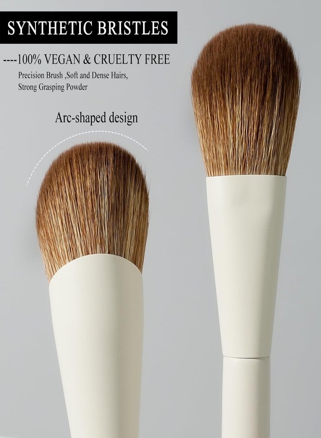 BEILI Mini 6Pcs Makeup Brush Set – Elegant Off White, Professional Travel Brushes for Foundation, Contour, Highlighter & Blending, with Sponge and Gift Box - Image 4