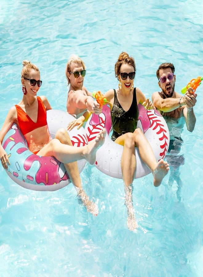 Vertintong 2 Pcs Ice Cream Drip Baseball Themed Pool Float Beach Bridal Shower Supplies 42.5 Inch Summer Ice-Cream Baseball Party Pool Toys for Adult Swimming Party Decorations - Image 5