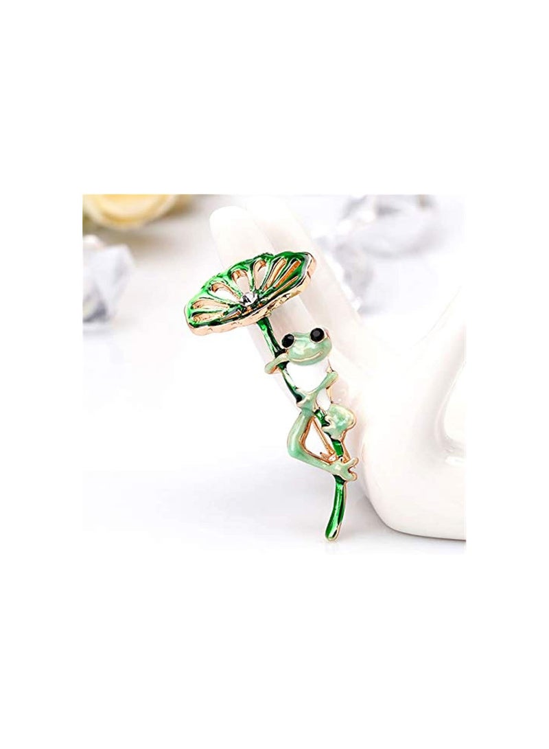 GGOOT Personalized Lotus Leaf Frog Brooch Shawl Buckle Pin Clothing Accessories Fashion Jewelry Gift Boutonniere Unisex Grren Stylish and Popular - Image 5
