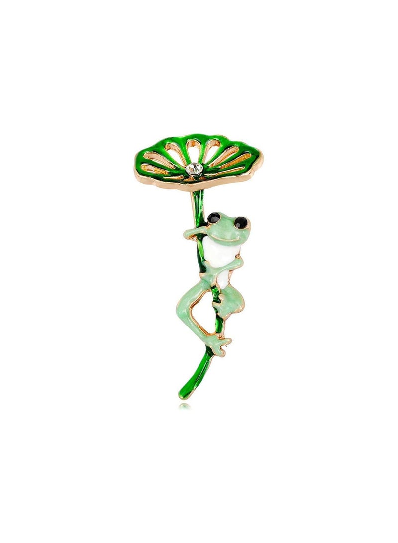 GGOOT Personalized Lotus Leaf Frog Brooch Shawl Buckle Pin Clothing Accessories Fashion Jewelry Gift Boutonniere Unisex Grren Stylish and Popular - Image 1