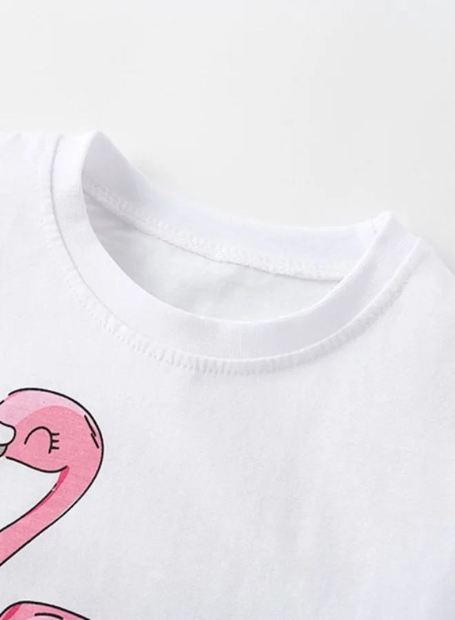 YUNIQEE White Printed Short Sleeve Crew Neck T-Shirt