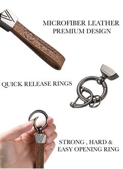 KeyAmor Elegant metal and leather keychain car key holder TOYOTA car logo keychain keychain with 3 key rings perfect as a fancy gift or car accessory  light brown colour offers 360 degree rotation and comes in a gift box.  - Image 4