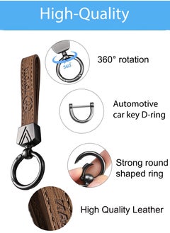 KeyAmor Elegant metal and leather keychain car key holder TOYOTA car logo keychain keychain with 3 key rings perfect as a fancy gift or car accessory  light brown colour offers 360 degree rotation and comes in a gift box.  - Image 3