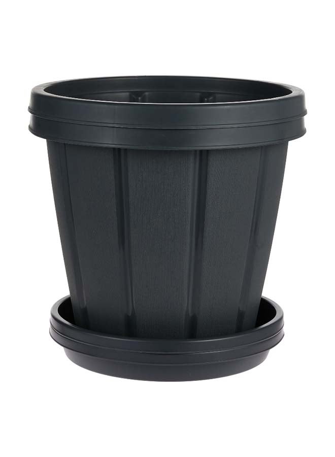 Cosmoplast طقم 2 من أصيص الزرع مع صينية من خشب الأرز 16  - Image 1