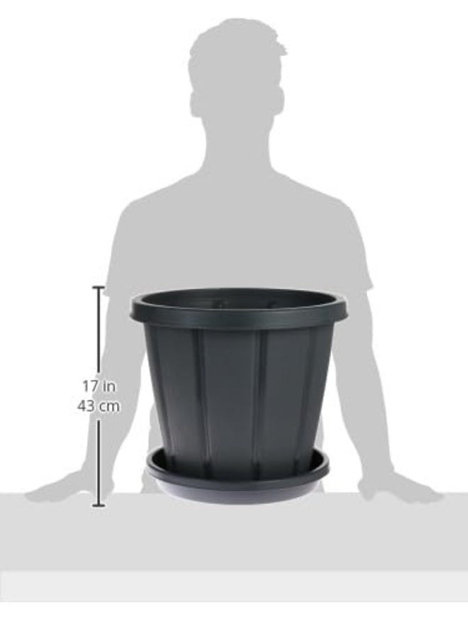 Cosmoplast طقم 2 من أصيص الزرع مع صينية من خشب الأرز 16  - Image 2