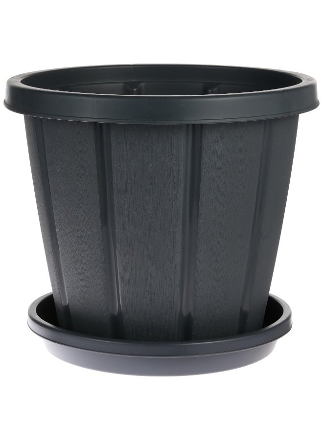 Cosmoplast طقم 2 من أصيص الزرع مع صينية من خشب الأرز 16  - Image 4