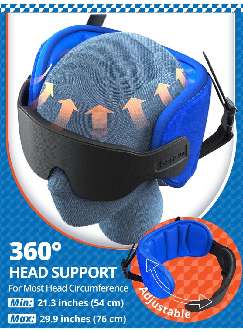 Travel Pillow (Original Product, Exclusive by ) Airplane Travel Pillow with Eye Mask, 360° Head Support for Long Flights, Black - Image 5