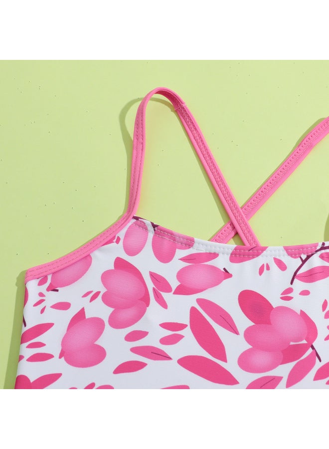 إسكدنيا ملابس سباحة للأطفال البنات قطعة واحدة بحزام مكشكش صغير منعش للأطفال الصغار البنات المثلث لعطلة الربيع الساخن أساسي - اللون: برتقالي أحمر - - Image 3