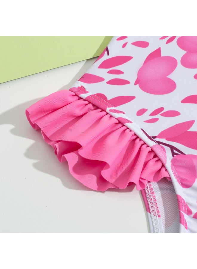 إسكدنيا ملابس سباحة للأطفال البنات قطعة واحدة بحزام مكشكش صغير منعش للأطفال الصغار البنات المثلث لعطلة الربيع الساخن أساسي - اللون: برتقالي أحمر - - Image 4