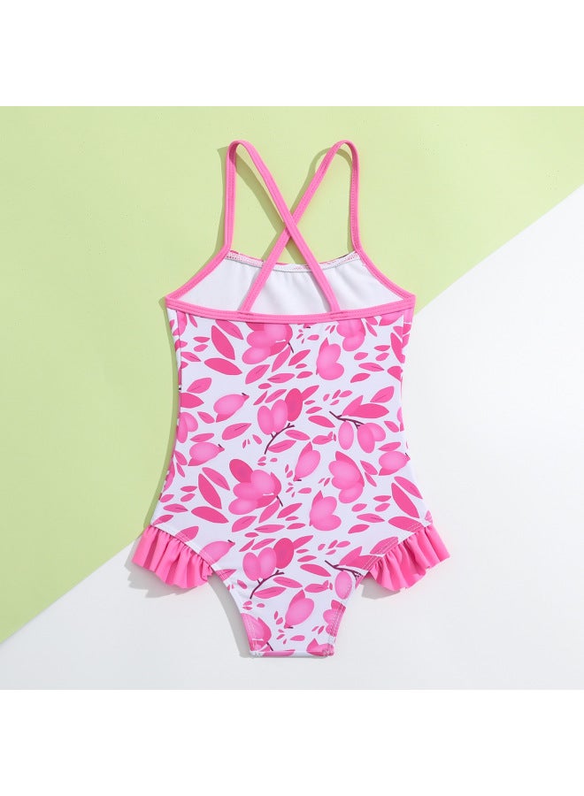 إسكدنيا ملابس سباحة للأطفال البنات قطعة واحدة بحزام مكشكش صغير منعش للأطفال الصغار البنات المثلث لعطلة الربيع الساخن أساسي - اللون: برتقالي أحمر - - Image 5