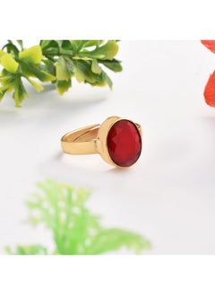 LMDPRAJAPATIS LMDPRAJAPATIS 16.60 Carat Natural Certified Ruby/Manik Birthstone/Astrology/Rashi Ratan Adjustable Gold Plated Ring for Men & Women  - Image 3