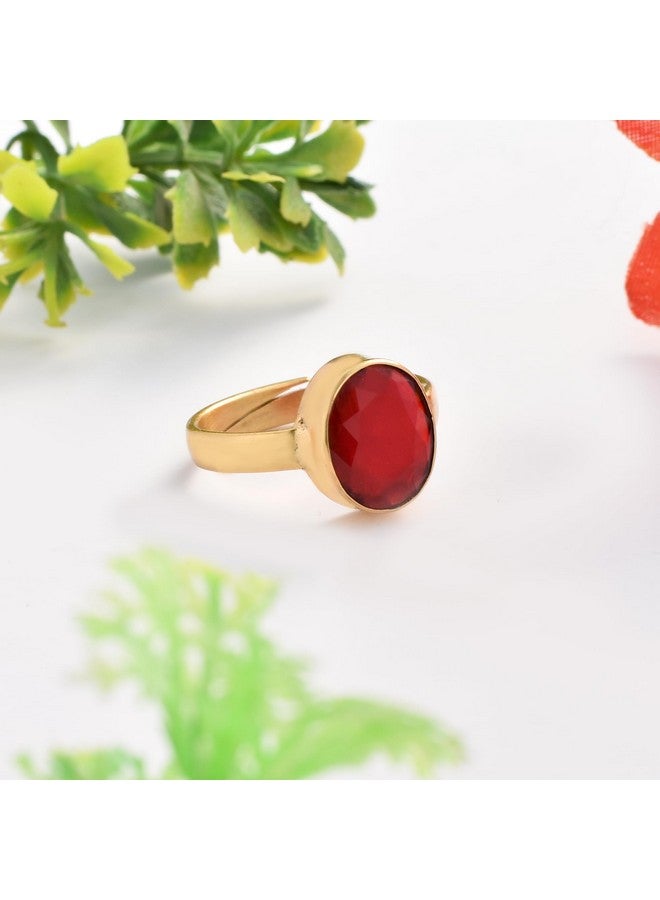 LMDPRAJAPATIS 16.60 Carat Natural Certified Ruby/Manik Birthstone/Astrology/Rashi Ratan Adjustable Gold Plated Ring for Men & Women - Image 3