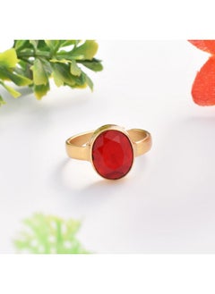 LMDPRAJAPATIS LMDPRAJAPATIS 16.60 Carat Natural Certified Ruby/Manik Birthstone/Astrology/Rashi Ratan Adjustable Gold Plated Ring for Men & Women  - Image 2