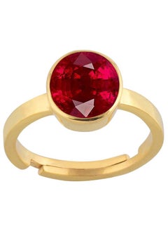 LMDPRAJAPATIS LMDPRAJAPATIS 16.60 Carat Natural Certified Ruby/Manik Birthstone/Astrology/Rashi Ratan Adjustable Gold Plated Ring for Men & Women  - Image 1