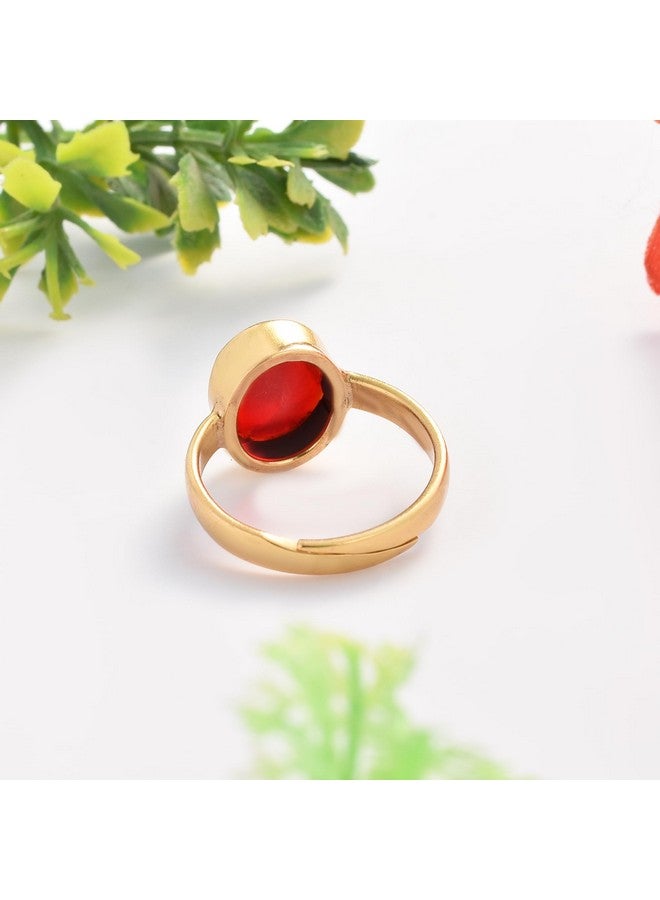 LMDPRAJAPATIS 16.60 Carat Natural Certified Ruby/Manik Birthstone/Astrology/Rashi Ratan Adjustable Gold Plated Ring for Men & Women - Image 4