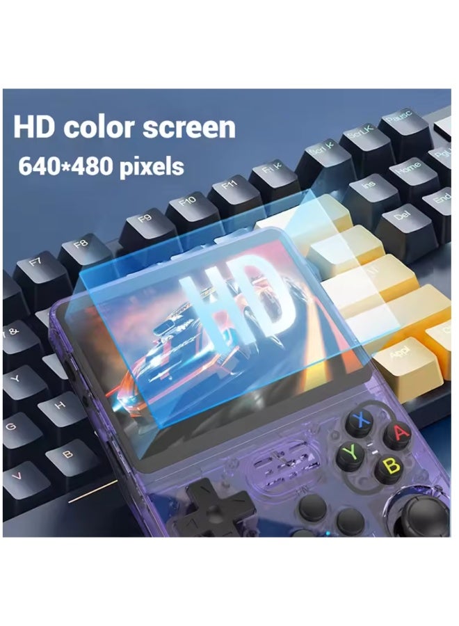 Ainawo Handheld Retro R36S Game Console Linux System With 128G TF Card, 20000+ Games, Retro Video Game Console 3.5 Inch IPS Screen Purple - Image 4