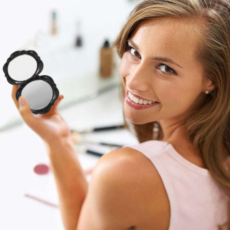 6pcs Rose Shape Foldable Makeup Mirror Double-Sided Small Cosmetic Mirror for Women Portable Travel Compact - Image 4