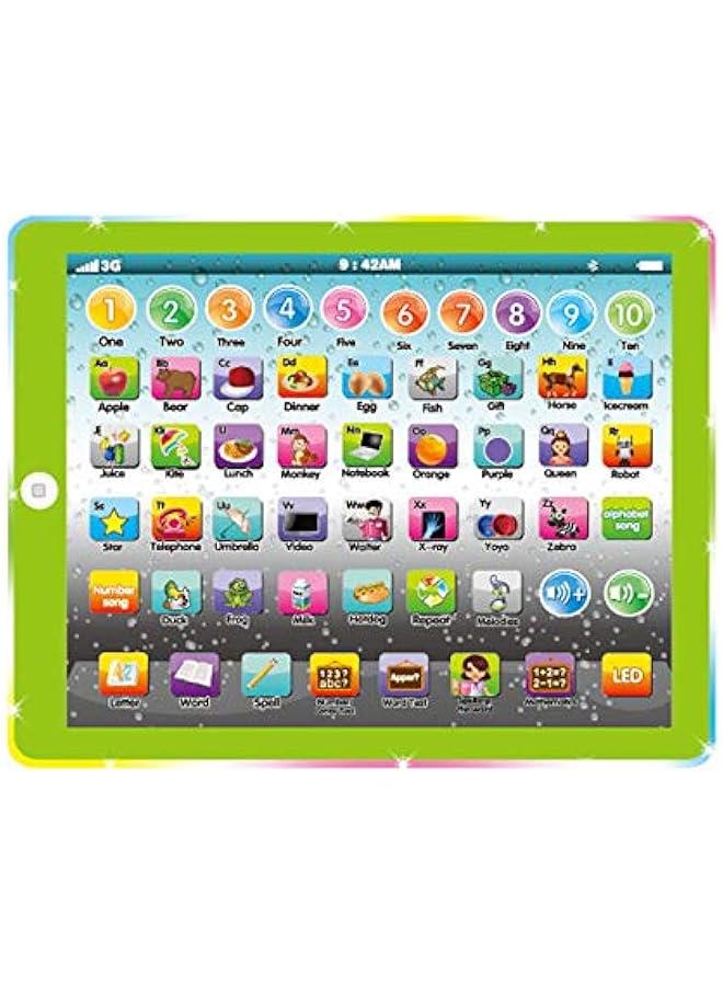 تابلت تعليمي للاطفال الصغار مع حروف الحروف الابجدية والكلمة والارقام والموسيقى، لعبة تفاعلية الكترونية للتعليم في مرحلة ما قبل المدرسة للاولاد والبنات من سن 3-8 سنوات - Image 1