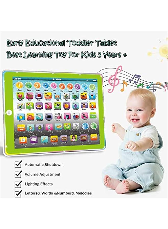 تابلت تعليمي للاطفال الصغار مع حروف الحروف الابجدية والكلمة والارقام والموسيقى، لعبة تفاعلية الكترونية للتعليم في مرحلة ما قبل المدرسة للاولاد والبنات من سن 3-8 سنوات - Image 3