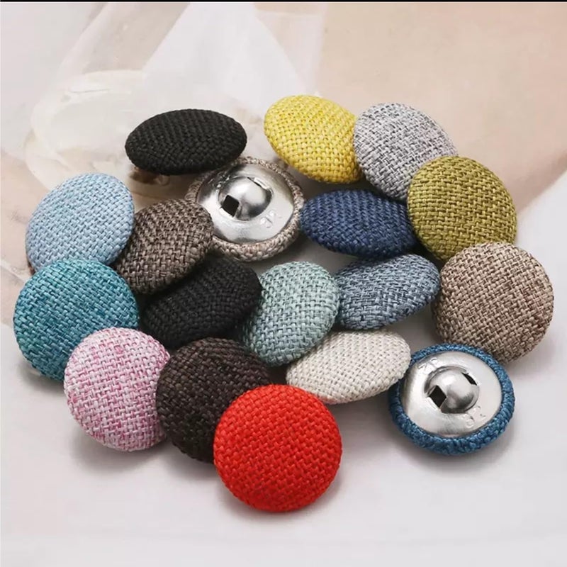 Buttons for Clothes 30Pcs 15/18/20/23/25/28/30mm Fabric Covered Buttons, Metal Shank, Linen, Sofa Cushion Decor, DIY Sewing Accessories - Image 2