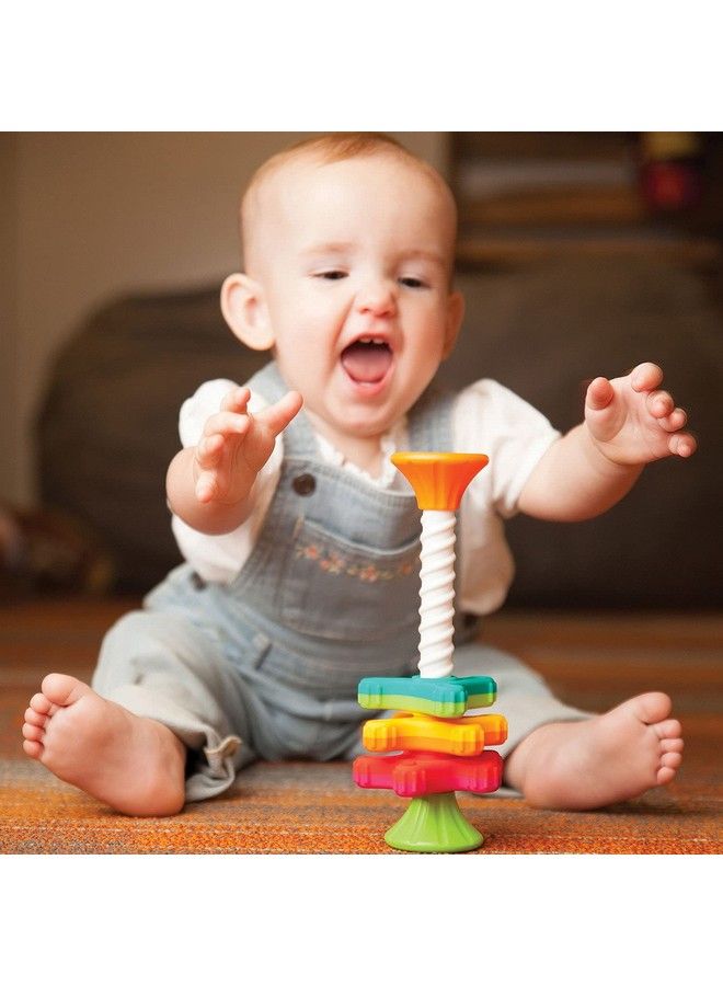 Fat Brain Toys Tobbles Mini Spinny Dimpl Bundle 9 Piece Stacking Toys Spinning Toy Popper Toy Combo Baby Toys Activity Set - Image 3