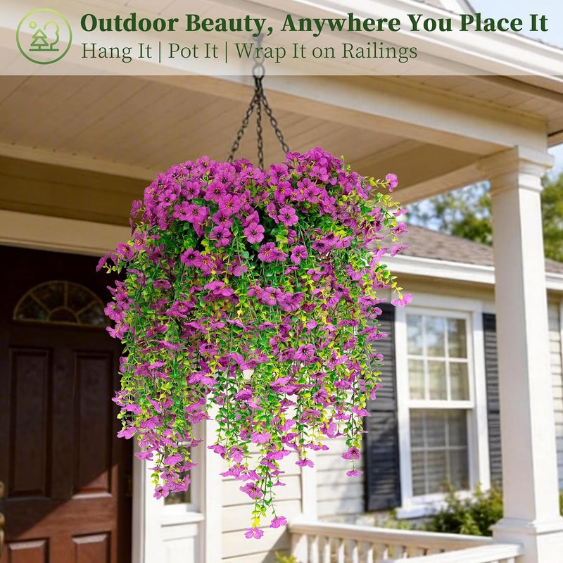 ColoPlay Artificial Hanging Flowers for Outdoors Faux Plants, 2PCS Artificial Outdoor Flowers for Spring Decor, UV Resistan Realistic Daisy Fake Hanging Plants for Indoor Planter Garden Porch(Red Lotus) - Image 5