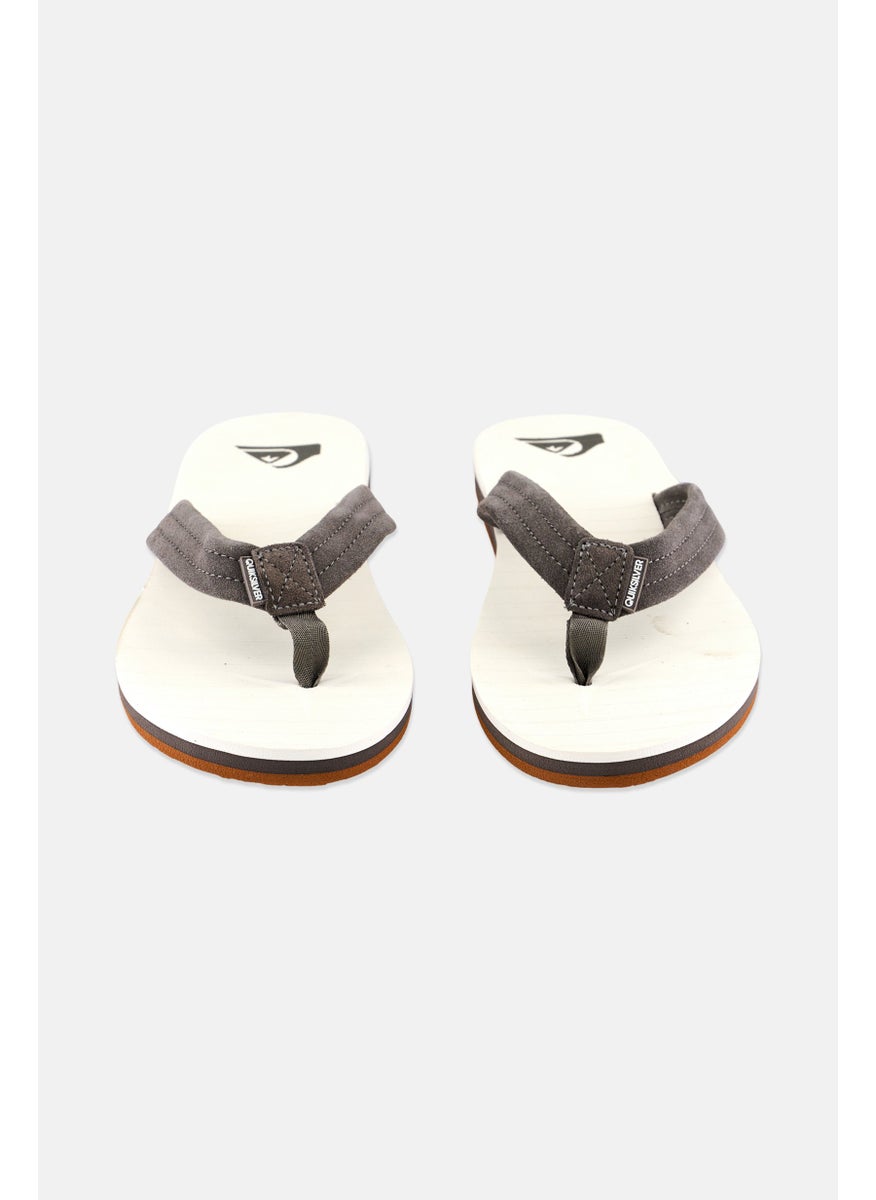 QUIKSILVER - Men Embossed Logo Slip On Slippers, White - Image 1