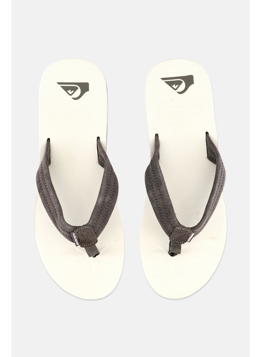 QUIKSILVER - Men Embossed Logo Slip On Slippers, White - Image 1