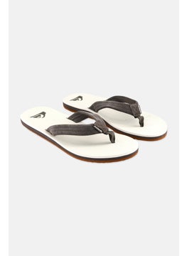 Men Embossed Logo Slip On Slippers, White