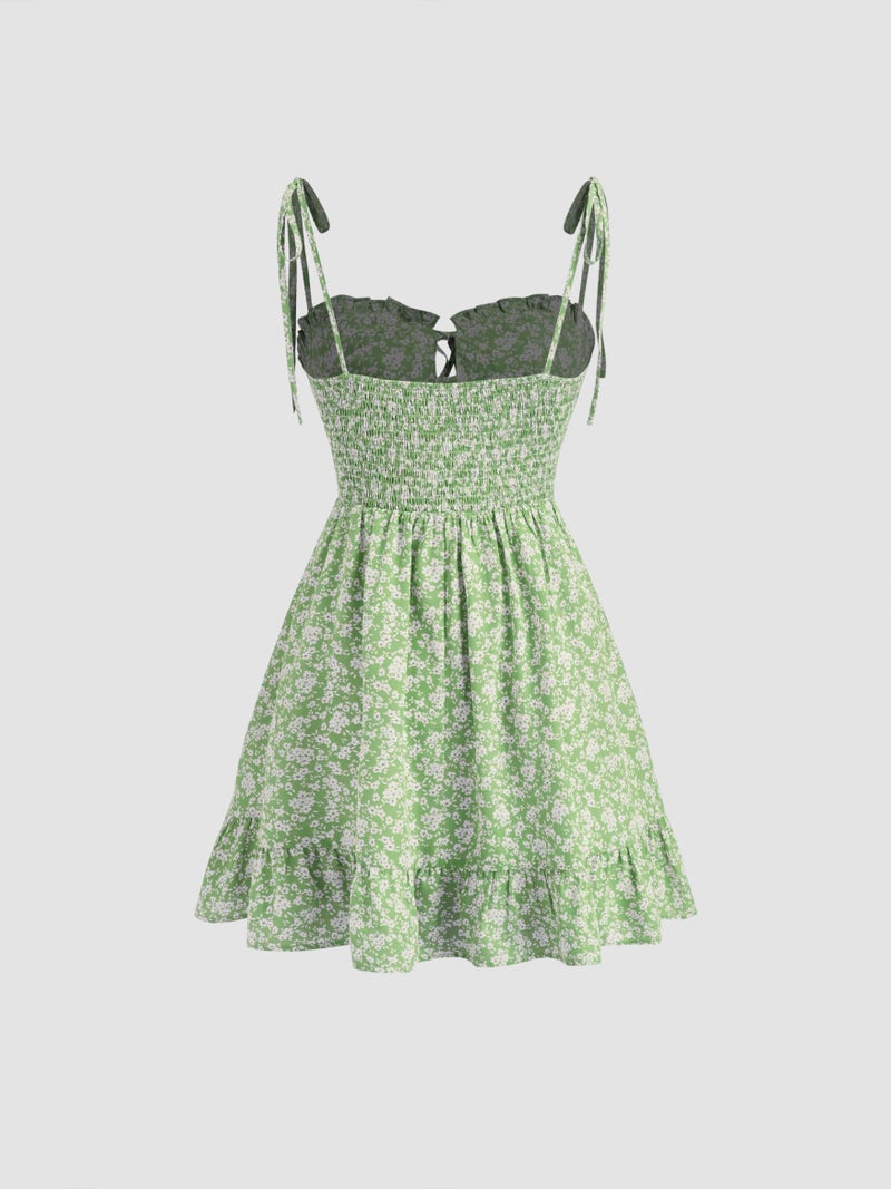 CIDER Womens Summer Dresses Floral Spaghetti Strap Cute Vacation Sundress Dress Boho Casual Outfits Green - Image 5