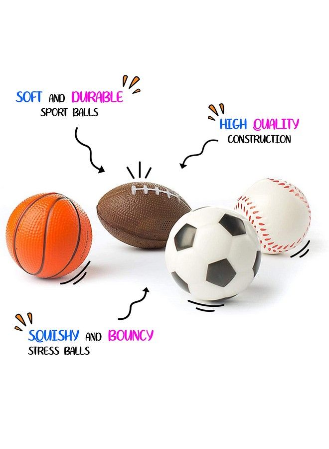 Neliblu Set Of 24 Sports 2.5" Stress Balls Includes Soccer Ball Basketball Football Baseball Squeeze Balls For Stress Relief Party Favors Ball Games And Prizes Stocking Stuffers Bulk 2 Dozen Balls - Image 4