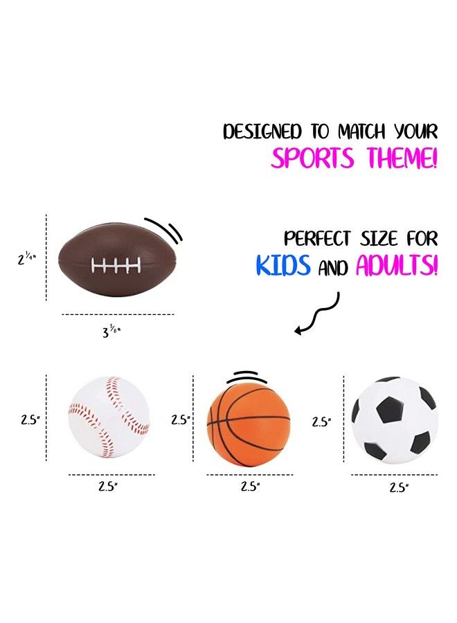 Neliblu Set Of 24 Sports 2.5" Stress Balls Includes Soccer Ball Basketball Football Baseball Squeeze Balls For Stress Relief Party Favors Ball Games And Prizes Stocking Stuffers Bulk 2 Dozen Balls - Image 5