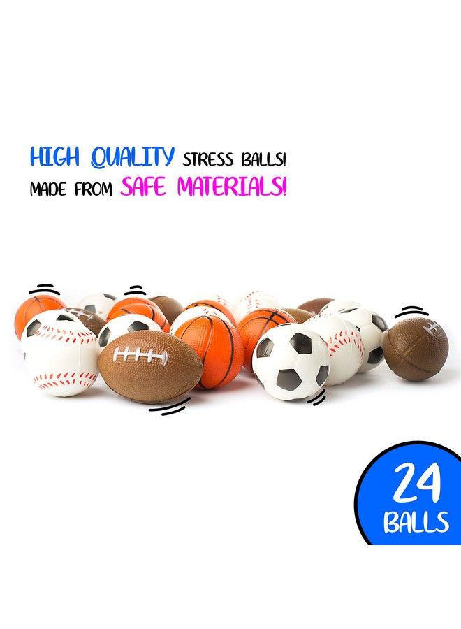 Neliblu Set Of 24 Sports 2.5" Stress Balls Includes Soccer Ball Basketball Football Baseball Squeeze Balls For Stress Relief Party Favors Ball Games And Prizes Stocking Stuffers Bulk 2 Dozen Balls - Image 3