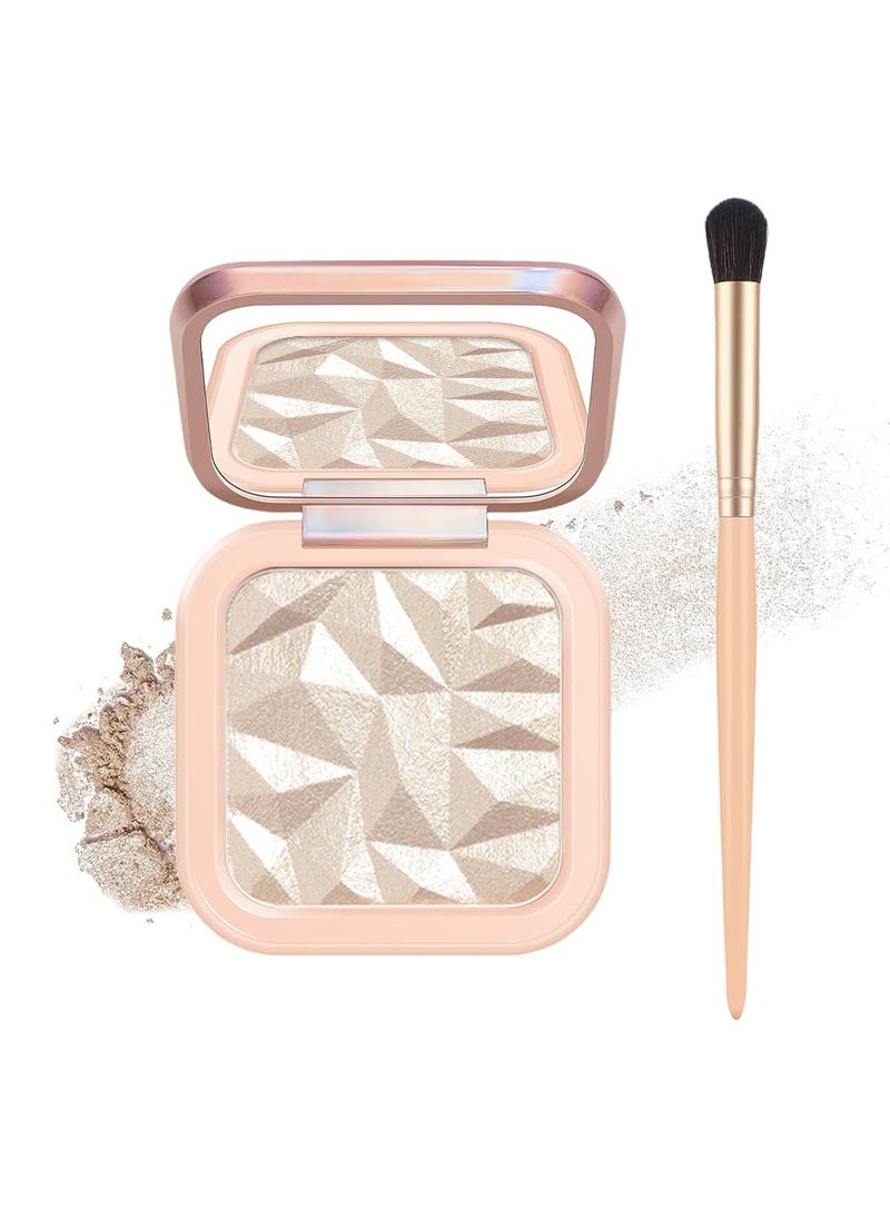 Mysense - Mysense Face Highlighter Makeup Palette with Mirror  Brush Highlighting Shimmer Powder Face Illuminator Makeup Natural Glow Finish Iluminadores De Maquillaje  Sun Glow - Image 1