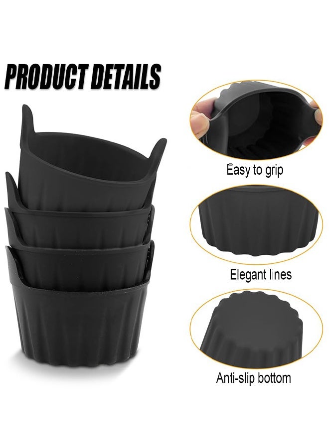 4 PCS Air Fryer Egg Poacher Nonstick Silicone Ramekins Egg Bites Molds Maker Reusable Fried Egg Ring Moulds for Egg Frying Shaping Pancakes Mini Burger Microwave Baking Cups - Image 3