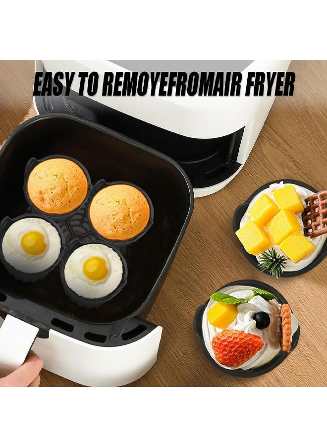 4 PCS Air Fryer Egg Poacher Nonstick Silicone Ramekins Egg Bites Molds Maker Reusable Fried Egg Ring Moulds for Egg Frying Shaping Pancakes Mini Burger Microwave Baking Cups - Image 5